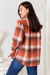 Plaid Collared Neck Long Sleeve Shirt OutfitFlow
